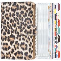 Creative Leopard Print Hand Ledger A6 Plan Book Binder 6 Holes Cash Budget Binder Notebook Office Stationery Premium beige