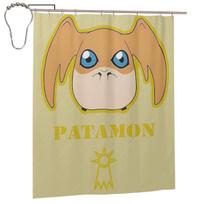 Anime Digimon Patamon Shower Curtain Bathroom Polyester Waterproof Bath Curtains with Hooks 152x183 cm beige