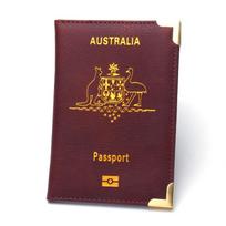 Naujas Australijos paso laikiklis Metalinis varinis kampas Bilietų laikiklis ID kortelės laikiklis Odinis plonas paso dėklas Kelionės aksesuarai brown