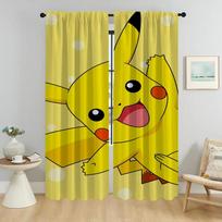 2 elegantiškų pertvarinių „Pokemonų“ kambario užuolaidų rinkinys Kameros atspalviai Užuolaida Namų interjeras Tifonas Miegamasis Šviesos blokavimas Pagaminta iš poliesterio W100*H130(CM)-Rod Pocket&2PCS