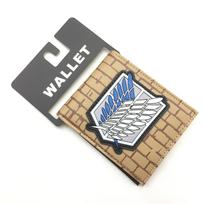 Attack on Titan Peripheral Wallet Brief Folding Mikasa Levi Survey Corps Wings of Freedom Leather Wallet Coin Purse Men beige
