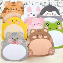 8Pcs Korean cartoon animal sticky notes, 160 sheets, Standing memo notes for school gifts Animal gray