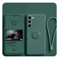 Skysto silikono telefono dėklai, skirti Samsung A56 A16 A36 A26 A55 A15 A35 A54 A34 A14 A53 A52S, su magnetiniu žiedu ir dirželiu Galaxy A14 gray