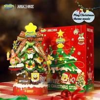 Areax Spongebob Squarepants Music Box Christmas Tree Construction Blocks Children'S Education Assembly Toys Girls Christmas Gifts No original box red