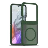 Prabangus matinis magnetinio įkrovimo telefono dėklas, skirtas Motorola Moto Razr 60 50 Ultra Razr + 2026 2026 2026 Odos pojūtis Smūgiams atsparus sulankstomas dangtelis Motorola razr+ 2024 žalia