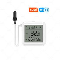 Tuya WiFi Zigbee temperatūros ir drėgmės matuoklis su išoriniu zondo jutikliu, skaitmeniniu LCD ekranu, termometras akvariumui, šaldikliui WiFi Version gray