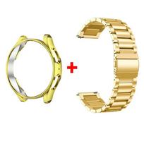 Apyrankė+Korpusas Samsung Galaxy Watch 6 5 4 44mm 40mm Classic 46mm 42mm Nerūdijančio plieno apyrankė Galaxy Watch 3 5 Pro 41 45mm Dirželis watch 6 classic 47mm beige