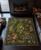 Žalių Gėlių Kilimas Spalvingas Boho Dekoras Svetainės Miegamojo Kilimas Namų Dekoras Retro Kilimas 80x120cm gray