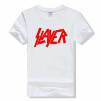 Metalinės juostos T-shirt Slayer Spausdintas Madingas Gatvės stiliaus Marškinėliai su apvalia kaklo iškirpte Trumpomis rankovėmis Medvilniniai Rock viršutiniai drabužiai Aukštos kokybės Unisex L red