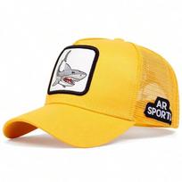 Net Baseball Stitching Embroidered Patch Shark Neutral Gender Women  Men For Caps Spring Summer Outdoor Adjustable Casual Hats Dad Hat Sunscreen yellow