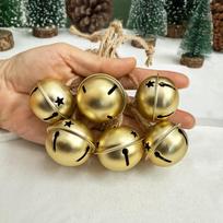 10pcs Golden Decorative Bells - Elegant Metal Christmas Tree Ornaments with Star, Perfect for Holiday Decor, Doorbells Pet Bells brown