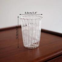 Korean Ins Style American Iced Ribbed Latte Transparent Glass Coffee Milk Juice Beverage Black Tea Cup Cocktail Glassware Gift one size gray