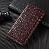 Apverčiamas dėklas SAMSUNG Galaxy A54 A34 A24 A14 4G 5G Krokodilo rašto magnetinis dangtelis Prabangus natūralios odos piniginės dėklai For Galaxy A54 5G kava