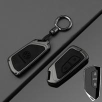 T25Fashion New Double-sided Leather Car Key Case Cover Shell Protection Auto Styling Accessories For VW Volkswagen Golf 8 MK8 Leon black