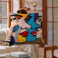 Roy Lichtenstein Pop Art Pagalvės užvalkalai Animacinis Sofa Dekoratyvinis Namų Dvipusis Spausdinimas Trumpas Pliušas Mielas Pagalvės užvalkalas 30x30cm black