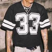 Nr. 33 Džersio marškinėliai Tinklelis Numerio Grafika Apvali apykaklė Trumpomis rankovėmis Streetwear Marškinėliai Viršūnės XL white