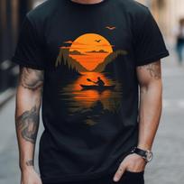 Sunset Kayaking T-shirt - Nature Vibes, Outdoor Adventure, Gift for Hikers, Casual Wear, Travel Tee, Unisex Shirt 2XL brown