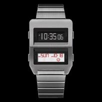 Atitinkantis Matricos Retro 1980-ųjų Elektroninis Skaitmeninis Laikrodis Dvigubas LCD Ekranas Nerūdijančio Plieno Futuristinis Dizainas ODM Laikrodis sidabras