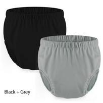 Neperšlampami maudymosi kostiumai (unisex): Apsauga nuo gėdos vyriškos kelnaitės ir moteriški maudymosi kostiumai suaugusiems L (Waist 67-110 cm, 50-70 kg) juoda/pilka spalva