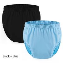 Neperšlampami maudymosi kostiumai (unisex): Apsauga nuo gėdos vyriškos kelnaitės ir moteriški maudymosi kostiumai suaugusiems XXL (Waist 80-120 cm, 80-90 kg) juoda/mėlyna