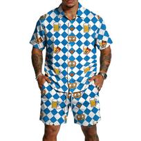 Vyriškas Oktoberfest marškinėlių su trumpomis rankovėmis ir printu komplektas, laisvalaikio vasaros apranga XL blue