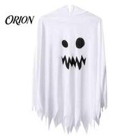 Cute Ghost Face Party Dress Hooded Costume, White/Black Cape Costume for Kids Adults, Spooky Indoor Outdoor Halloween Activity Wear Outfit with balta