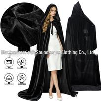 Vaikams skirtas veliūrinis su gobtuvu Helovino apsiausto kostiumas 150CM - Includes Hood (Hood Length: 42) juoda