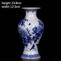 Jingdezhen keramika Naujas kinų bijūno gėlės vazonas Mėlynos ir baltos porceliano dekoracijos Svetainės plono kaulo porceliano vazono dekoras