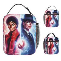 MJ King Of Pop Michael J-jackson Lunch Bag Portable Lunch Box Unisex Office Designer Cooler Bag Cute Oxford Tote Food Bags One Size gray