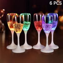 LED šviečiantis vyno taurė neoninė stiklinė šampano taurė plastikinė aukštakoja vyno kokteilių taurė vestuvių vakarėlio atmosferos dekoracija 6PCS