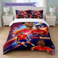 Lamine Yamal Custom Name Text Bedding Set 1 Duvet Cover+2 Pillowcases Soccer Logo Personalized Gift For Special Occasion Bedroom Decor 140cmx210cm