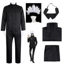 Gojo Satoru Cosplay Kostiumai vyrams, Anime mokyklos uniforma, Šlapias perukas, Helovino kostiumas, Drabužiai suaugusiems XXXL žalia