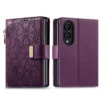 For Samsung Galaxy Z Fold 8 Ultra Z Fold 7 6 5 4 3 Leather Phone Case Zipper Wallet Dual Card Slots Card Holder Flip Cover Bag Galaxy Z Fold 8 Wide violetinė