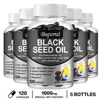 Buporai - Black cumin seed oil - 2% thymol - for healthy hair, skin, and nails 120*5