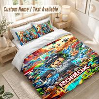 Roblox Bedding Set, 1 Duvet Cover & 2 Pillowcases Soft Comfortable Bedroom Home Textile Decor 140cmx200cm