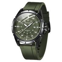 SAPPHERO Men's Analog Watch Green Dial Silicone Band Date Display 50M Water Resistant Luminous Hands Japanese Movement Everyday Business Sports gray