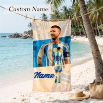 Lionel Messi Custom Name Printed Beach Towel Personalized Soft Towel For Swimming Beach Travel 70cmx140cm(27x55inch) blue