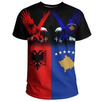 Šalies vėliava Retro Albanijos simbolis Nauja mada Vyrų/Moterų 3D spausdinimo vasaros marškinėliai Albanijos ir Kosovo marškinėliai Mūsų ypatingas draugas 5XL blue