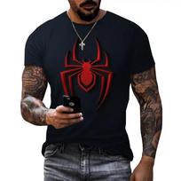 Vyriški Boho-Chic T-shirt su 3D voro atvaizdu | Kvėpuojantis tampus poliesteris | Laisvalaikio vasaros marškinėliai sportui ir kasdienai 4XL black
