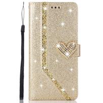 Blizgus dėklas iPhone 16 15 14 13 Pro Max 12 MINI 11 Pro X XR XS XS Max 7 8 Plus piniginei, atverčiamas odinis dėklas For iPhone 13mini auksas