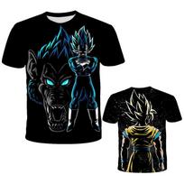 3-14 m. Vaikų Goku Vegeta marškinėliai Berniukų Dragon Ball Z marškinėliai Laisvi marškinėliai Anime marškinėliai Animaciniai viršutiniai drabužiai Vaikų vasariniai berniukų marškinėliai trumpomis rankovėmis 130cm black