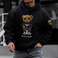 Naujas Juokingas Meškiukas Robotas Džemperis Robotizuoto Meškiuko Drabužiai Kasdienis Su Gobtuvu Vyriškas Mados Džemperis Vilnonis Didelio Dydžio Laisvas Gatvės Drabužiai M black
