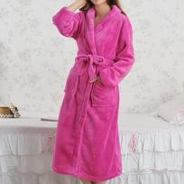Koralinio fliso ilgas chalatas kimono chalatas žieminis šiltas flanelinis naktinis chalatas vonios chalatas kasdieniai naktiniai drabužiai intymus apatinis trikotažas pastorintas namų drabužis L pink