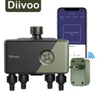 Diivoo vandens laikmatis su 4 išėjimais sodo žarnai, programuojamas automatinis laistymo laikmatis su lietaus atidėjimu ir rankiniu/automatiniu režimu vejai, kiemui, baseinui 4 zone žalia
