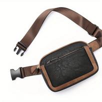 Lightweight Zippered Adjustable Strap Sports Fanny Pack, Solid Color Crossbody Sling Bag, Universal Fit Waist Bag for Outdoor Hiking, Gym juoda ruda spalva