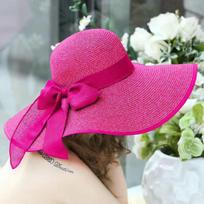 Moteriška plačiabrylė nuo saulės paplūdimio šiaudinė skrybėlė vasaros atostogoms 56-58 cm pink