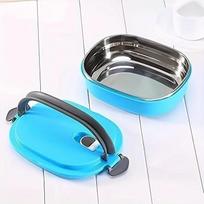 1pc Rectangular lunch box, bento box, student office worker insulated lunch box, portable lunch box, single-layer lunch box 1 mėlyna
