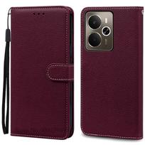 For Realme 14 5G dėklas piniginė odinis atverčiamas dangtelis For Realme 14 5G dėklas Realme 14T 5G telefono dėklas knyga Coque Fundas apvalkalas Realme 14 5G(14T 5G) vyno raudonos spalvos