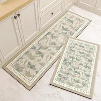 Virtuvės kilimas atsparus vandeniui PVC grindų kilimėlis neslystantis pėdų kilimėlis atsparus alyvai ilgas kilimas gėlėtas pavasarinis augalas namų dekoravimas 2pc 40x60 40x120cm beige
