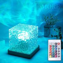 Aurora lempa, Vandenyno bangų projektorius, Vandenyno šviesa, Naktinė lempa, 16 spalvų, Vidurnakčio Aurora lempa, Jutikliniu valdymu Aurora švytinti lempa, 3D Tesseract lempa blue